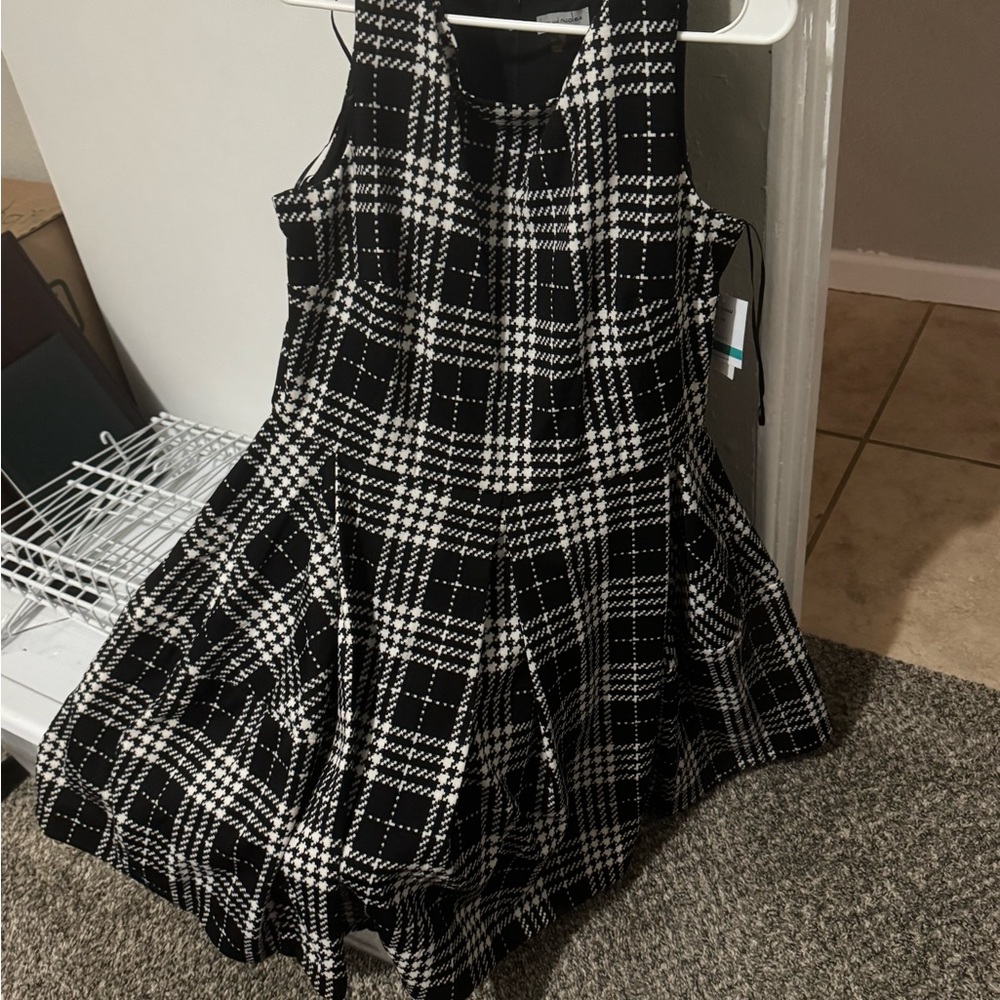 Plaid Black and White Kids Dress
